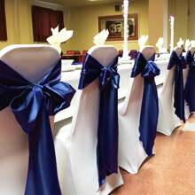 50 PCS Satin Chair Sash Chair Decorative Bow Designed Chair Cover Chair Sashes For Thanksgiving Wedding Christmas Banquet Party Home Kitchen Decoration ( 7 X 108 Inch) Outdoor Party Wedding Outdoor Activities Banquet - 藏蓝色 - 查看 4