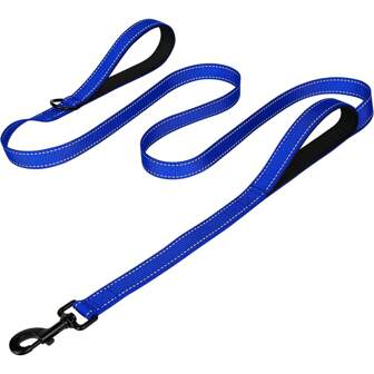 Heavy Duty Double Handle Dog Leash With Reflective Strips For Night - Ideal For Large And Extra Large Breeds - Perfect For Outdoor Walking And Training