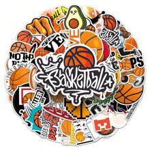 50pcs Basketball Sport Creative Fashion DIY Travel Suitcase, Laptop Decorative Stickers Back To School