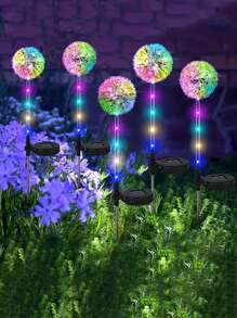 6/4/2/1pc 太阳能花园灯户外装饰，太阳能蒲公英花园灯带彩色 LED 灯，防水花园装饰户外太阳能花灯，适用于露台、庭院、小路装饰 - 彩色 - 查看 1