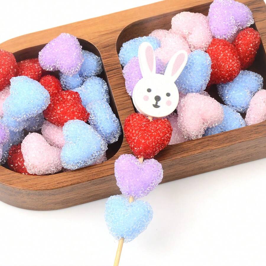 5入組手工製作的有邊緣心形糖果珠，聚焦珠，混合顏色，適用於DIY串珠製作，材料，適用於DIY項鍊，手鏈，耳環，鑰匙扣，手機吊飾，裝飾珠筆 - 彩色 - 查看 1