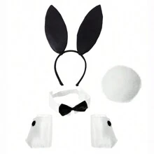 5Pcs Cute Adults Rabbit Ear Headband Prop Plush Hairband Dress Costume Bunny Ear Hairband Party Decoration Cosplay Set Halloween