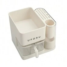 LIVINGANDHOME Living And Home 3-In-1 Free-Standing Kitchen Seasoning Box Spice Rack,Knife Block Holder,Cutlery Rack,Kitchen Storage Rack Shelf For Spice,Knives,Cutlery - Milk White - View 9