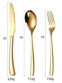 Kit 18 Talheres Aço Inox Stainless Steel Mesa Posta Garfo Faca Colher Dourado Linha Luxo Promoção - Dourado - Visão 4