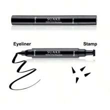 SUAKE Double-Head Eyeliner Pen With Seal, Waterproof, Quick-Drying, Smudge-Proof, Long-Lasting, Fine Tip, Beginner-Friendly, Natural Finish, Black, Suitable For All Skin Tones, Eye Beauty, Tame Girls' Eye Makeup