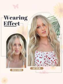20inch Hair Extensions Clip In, 4PCS Wavy Hair Extension, Sandy Blonde Highlights Hair Extensions For Women - Gold - View 5