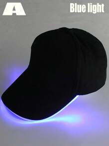 1 pieza de sombrero de fiesta brillante para clubes de baile en la calle, sombrero de béisbol luminoso Jiiguor con gorra LED intermitente y brillante accesorio de rendimiento de escenario de hiphop ajustable sombrero de béisbol LED fresco, fiesta de Navidad Halloween (luz azul)