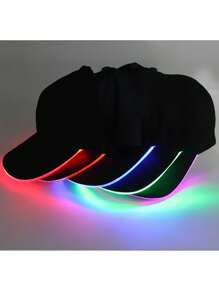 1 pieza de sombrero de fiesta brillante para clubes de baile en la calle, sombrero de béisbol luminoso Jiiguor con gorra LED intermitente y brillante accesorio de rendimiento de escenario de hiphop ajustable sombrero de béisbol LED fresco, fiesta de Navidad Halloween (luz azul)
