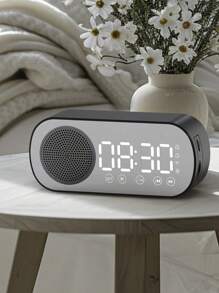 Wireless Alarm Clock Speaker, Smart Timed Alarm Clock, Multi-Functional Wireless Alarm Clock Speaker, Mini Alarm Clock Speaker, USB Speaker Alarm Clock, Mirror Alarm Clock, LED Digital Display Clock, Dual Alarm Clock, Multi-Functional Alarm Clock Speaker, Portable Speaker Alarm Clock Clock - Black - View 1