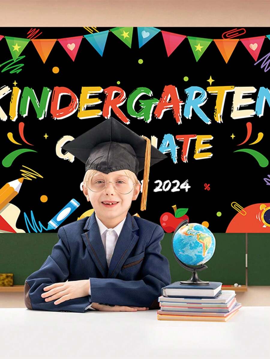 2024 Graduation Season Black Style Party Decoration Background Cloth