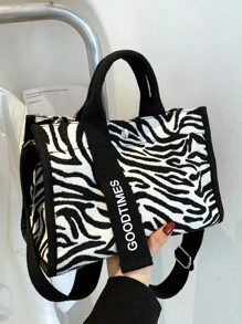 Women Zebra Print Simple And Versatile Handbag, Daily Necessity For Traveling And Shopping, Shoulder And Crossbody Bag