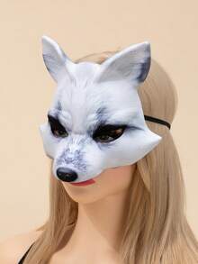 One White Fox Cartoon Mask For Carnival, Party Or Makeup Dance - White - View 2