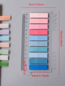1200pcs/Set 6 Styles Simple Color PET Memo Pad Student Message Sticky Notes, Office Index Stickers, Reusable - Multicolor - View 4