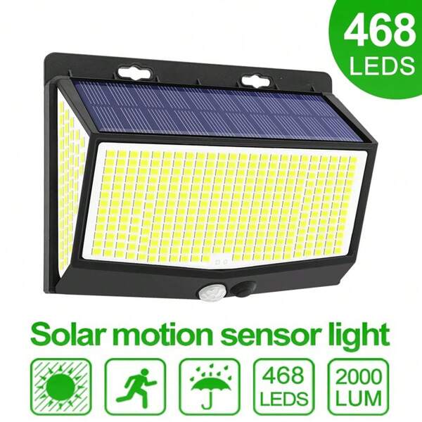 1pc 468LED Solar Light 3 Modes Outdoor Waterproof For Garden Powered Sunlight Street Wall Light Security Lighting Outdoor Lights