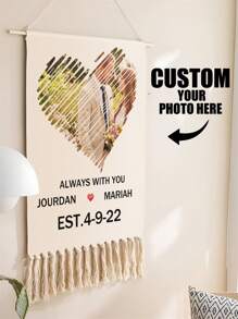 Een gepersonaliseerd linnen wandkleed met franjes, gepersonaliseerde cadeauposter als wanddecoratie, gepersonaliseerd fotowandkleed, foto van een koppel, Moederdag, Vaderdagfoto personaliseren, vlag voor de kamer, kamerdecoratie, wandkleed, wandkunst, wandkleed op maat, vlaggen op maat, woondecoratie, vlaggen voor de kamer, wandkleden - Veel kleurig - Bekijken 4