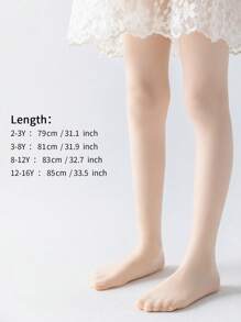 1入組女孩透氣白色緊身連褲襪，具有網眼細節和底部開口，適合日常穿著。 - 米色 - 查看 2