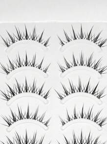 5 Pairs Comic Wet Look Eyelashes With Transparent Stem Fairy Manga Style False Eyelashes - Black - View 5
