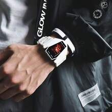 Reloj electrónico con forma de nave espacial futura con luz de fondo colorida y despertador personalizado - Gris - Ver 6