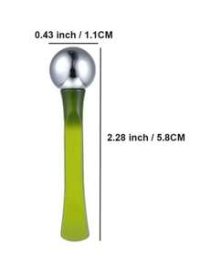 1入組金屬質感眼睛按摩產品棍適用於適用於精華奶油,眼霜,緩解眼睛疲勞,帶湯匙和玉滾輪適用於臉部&眼睛皮膚護理