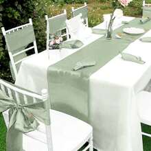 50 PCS Satin Chair Sash Chair Decorative Bow Designed Chair Cover Chair Sashes For Thanksgiving Wedding Christmas Banquet Party Home Kitchen Decoration ( 7 X 108 Inch) Outdoor Party Wedding Outdoor Activities Banquet - 鼠尾草綠 - 查看 4