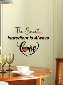 2入組廚房牆面裝飾貼紙，家庭愛情名言「秘密的成分永遠是愛」廚房壁貼，適用於餐廳咖啡廳餐廳裝修壁紙壁畫11.8*11.8*2 - 彩色 - 查看 2