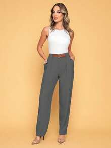 Women Pants - 深灰色 - 查看 2