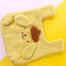 Miniso Torba na zakupy Sanrio Pompompurin ze sztucznego futra jagnięcego, uroczy nadruk z kreskówek i puszysta faktura, składana konstrukcja ułatwiająca przechowywanie, odpowiednia do zakupów w supermarkecie, noszenia prezentów i wycieczek w stylu kawaii (1 szt.)