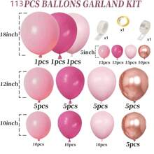 116pcs Pink Balloon Flower Garland Arch Kit, 113pcs Hot Pink/Light Pink Latex Balloons In 18/12/10/5 Inches Suitable For Wedding, Bridal Shower, Birthday, Princess Themed Party, Christmas