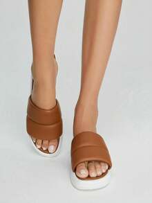 Women's Memory Foam Padded Platform Sandals - 咖啡棕 - 查看 5