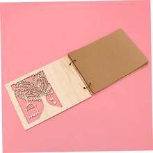 1 Pack Wedding Guest Book Wedding Planning Book Bridal Shower Sign-In Book Anniversary Party Guest Book Country Decoration Wedding Sign-In Book Engraved Wooden Bamboo - Beige - View 3