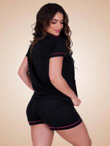 Women Pajama Sets - 黑色 - 查看 2