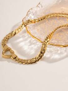 1入簡約防水14K鍍金不銹鋼蛇骨頸鍊，中空心臟設計手鍊，母親節禮物，適用於女性派對珠寶首飾，適合日常佩戴 - 金色 - 查看 8