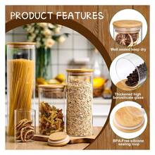 14 Pack Glass Storage Jars, Clear Airtight Kitchen Food Storage Containers For Supply Sugar Flour Coffee Pantry Candy Pasta Cookie - Multicolor - View 4