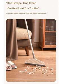 1pc Home Use Magic Broom With Silicone Retractable Handle, Multifunctional Sweeper For Glass Window, Floor, Hair And Dust Cleaning, Bathroom Specific, Simple Assembly Required - White - View 12