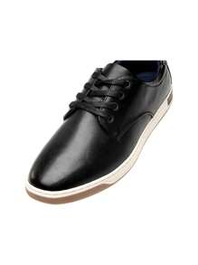SHOESMALL Men's Casual Shoes Fashion Business Sneakers Casual Simple Retro Black Leisure Shoes - A81Q01-黑色 - 查看 4