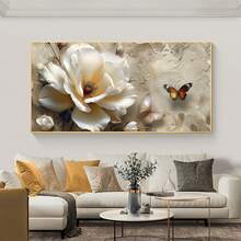 1入/set牆藝裝飾品，白色植物和花卉帆布印花，現代花卉印花，白色花卉牆壁藝術海報，客廳和廚房的理想禮物，無框架 - 彩色 - 查看 3