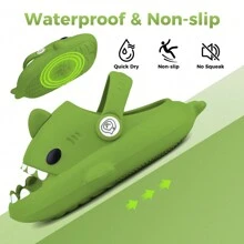 Kids Shark Slides, Shark Slippers For Kids Boys Girls, Cloud Pillow Slides With Thick Sole, Soft, Non-Slip - Green - View 4