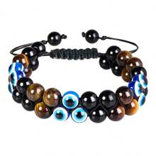 1pc Triple Protection Healing Bracelet, Featuring Tiger's Eye And Black Obsidian Beads, Suitable For Men And Women, Symbolizing Luck, Prosperity And Happiness, Father's Day Gift - Energy Bracelet - View 5