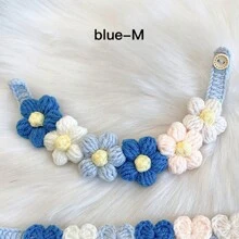 1 pieza Collar y collar de mascotas hecho a mano con hilo tejido y flores coloridas para gatos y perros, accesorio adorable para mascotas