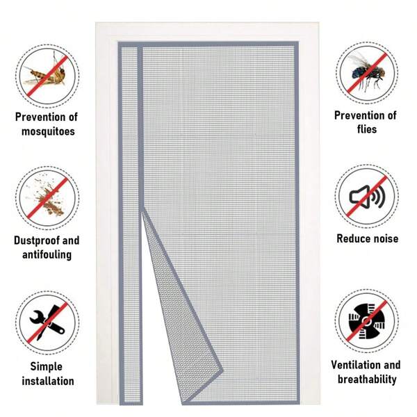 Magnetische abgeschirmte Tür, reversible Öffnungen auf der linken und rechten Seite, einfache Installation, verstärktes Polyester, um zu verhindern, dass kleine Haustiere zerkratzen, mit Haken, grau