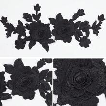 Một Đen Hòa tan trong nước Thêu Hoa Patch Đối với Đồ trang trí Hoặc Sửa chữa - màu đen - Xem 4