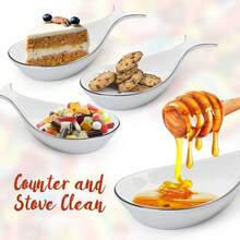 Portacucharas de cerámica para la encimera de la cocina Soporte para espátula grande de 9.1 pulgadas Descanso para utensilios para cucharas, cucharones, espátulas (Forma de ballena) - Blanco - Ver 7