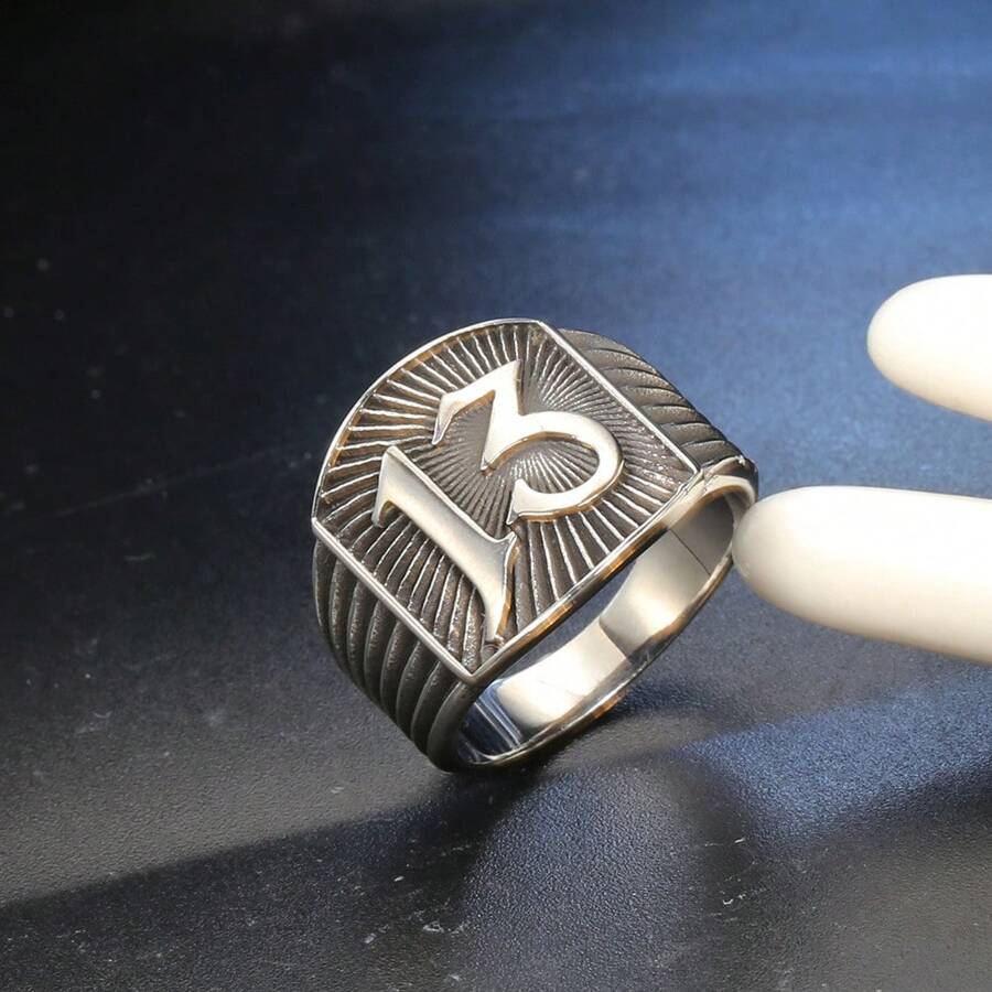 Titanium Steel Ring Fashion Men Stainless Steel Ring Hand Jewelry - Black - View 1