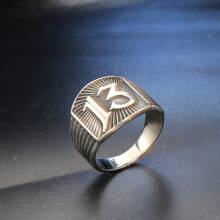 Titanium Steel Ring Fashion Men Stainless Steel Ring Hand Jewelry - Black - View 2