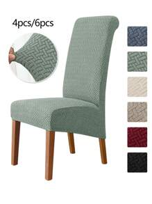 4Panels/6Panels Four Seasons High Elasticity Dining Chair Cover, Modern Polyester Washable Dust Cover, Suitable For Restaurants, Hotels