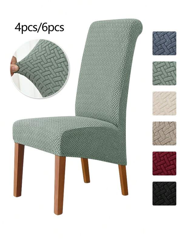 4Panels/6Panels Four Seasons High Elasticity Dining Chair Cover, Modern Polyester Washable Dust Cover, Suitable For Restaurants, Hotels