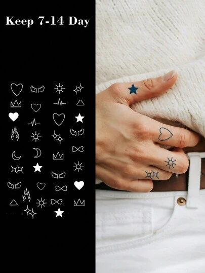 1 件临时草药图案纹身，清新设计，男女适用，防水防汗，持续 7-14 天