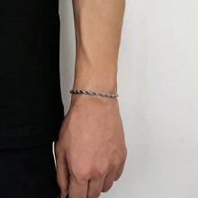 MONALLY 1条不锈钢扭链手链，男女皆宜，百搭饰品，日常装饰礼品 - 鏈條手鍊 - 查看 3
