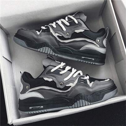 Zapatillas casuales de moda para hombres, ligeras, con suela gruesa, versátiles y cómodas para patineta, adecuadas para estudiantes y uso casual (seleccione el tamaño apropiado según la tabla de tallas)