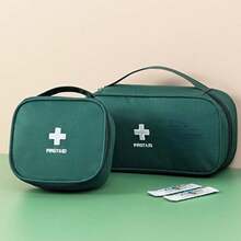 2 Pieces First Aid Bag Empty, Portable Medical Storage Bag, Survival Medicine Bag, Portable Medication Travel Carrying Case With Handle For Car Home Camping Office Workplace - màu xanh lá - Xem 2